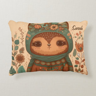 Cute boho floral owl decorative cushion
