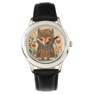 Cute boho floral owl watch
