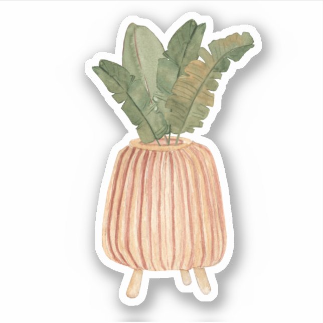 Cute Boho Floral Pastel Leaf Green Sticker (Front)