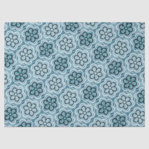 Cute Boho Flower Pattern Floral Pretty White Blue Tissue Paper