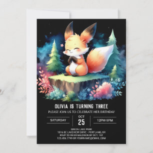  Cute Boho Fox Birthday digital  Invitation