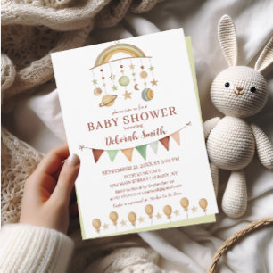 Cute Boho Gender Neutral Baby Shower Invitation