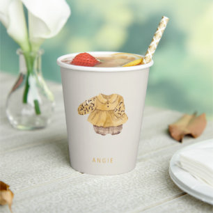 Cute Boho Girl Vintage Baby Shower Paper Cups