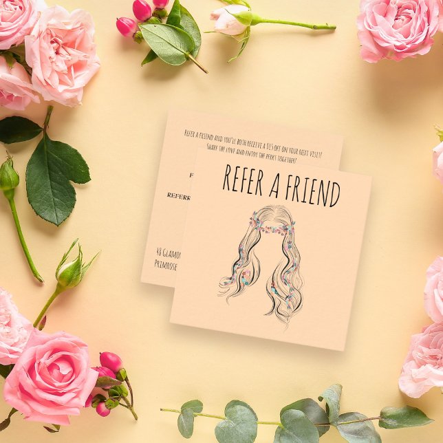 Cute Boho Hairstyle Wedding Hair Stylist Floral Appointment Card (Creator Uploaded)