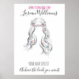 Cute Boho Hairstyle Wedding Hair Stylist Floral   Poster