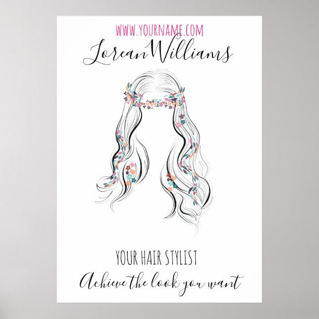 Cute Boho Hairstyle Wedding Hair Stylist Floral   Poster (Front)