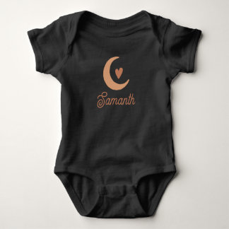 Cute boho heart and moon monogram name baby girl bodysuit