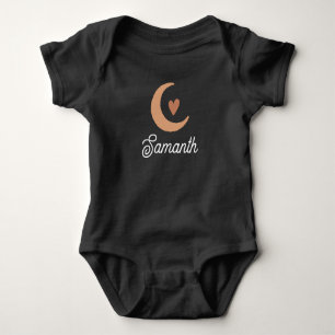 Cute boho heart and moon monogram name baby girl bodysuit