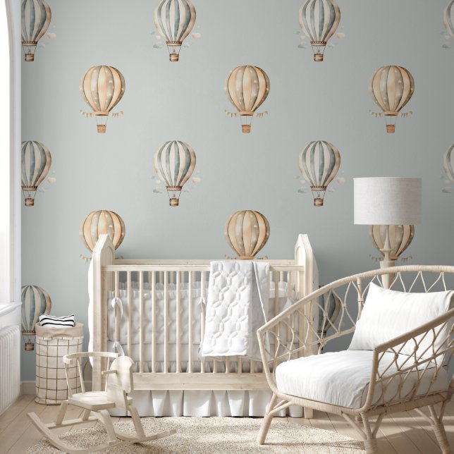 Cute Boho Hot Air Balloon Nursery Wallpaper (Kids)