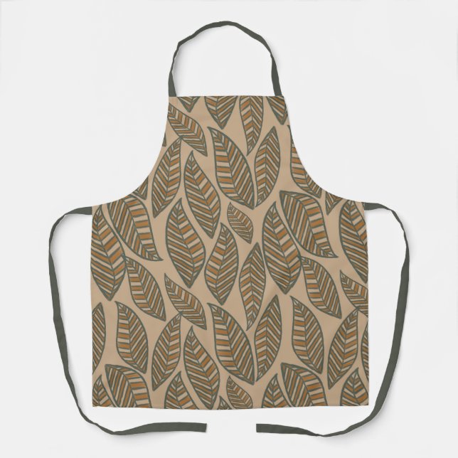Cute Boho Leaf Doodles Apron (Front)