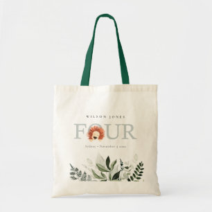 Cute Boho Lion Foliage Fourth Birthday Party Tote Bag