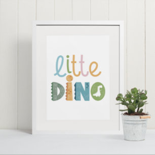Cute Boho Little Dinosaur Text Nursery Wall Art