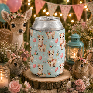 Cute Boho Llama Can Cooler