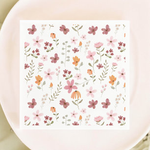 Cute boho meadow little wildflower bridal shower napkin