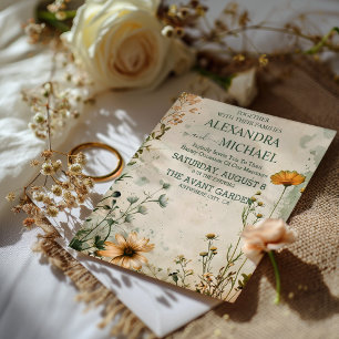 Cute boho meadow little wildflower  wedding invitation