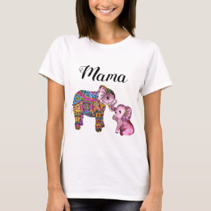 Cute Boho Mother and Baby Elephants New Mum T-Shirt