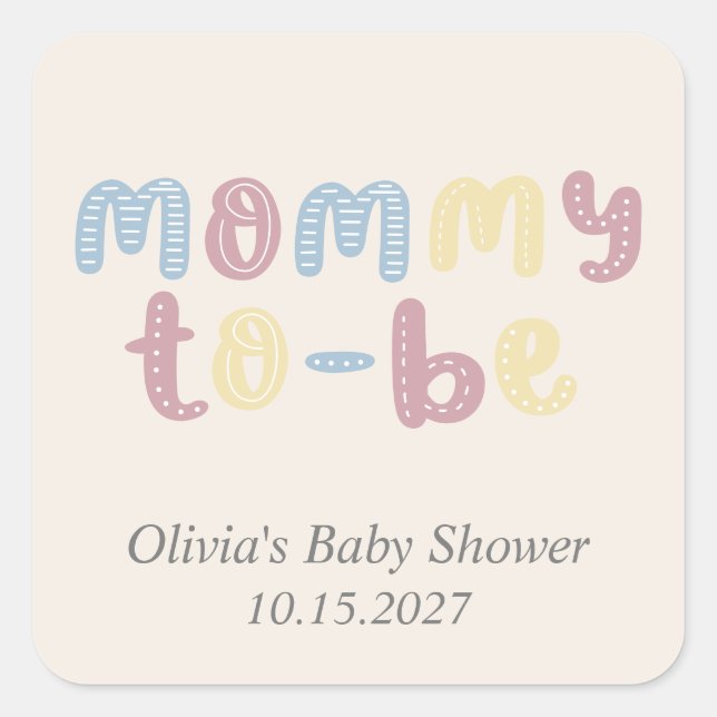 Cute Boho Mummy To Be Baby Shower Square Sticker (Front)
