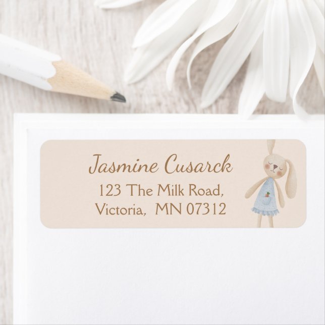Cute Boho Oh Baby Bunny Return Address  Label (Insitu)