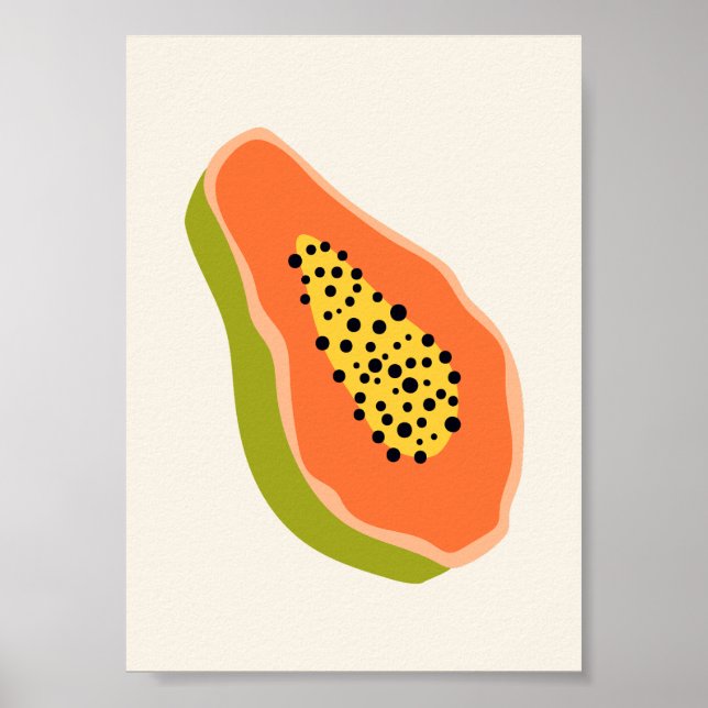 Cute Boho Papaya Fruit Illustration Summer Print (Front)