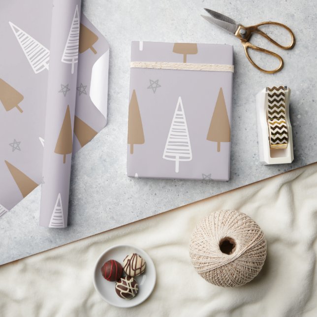Cute Boho Pastel Christmas Tree Woodland Holidays Wrapping Paper (Crafts)