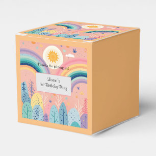 Cute Boho Pastel Rainbow & Sun Above Forest  Favour Box