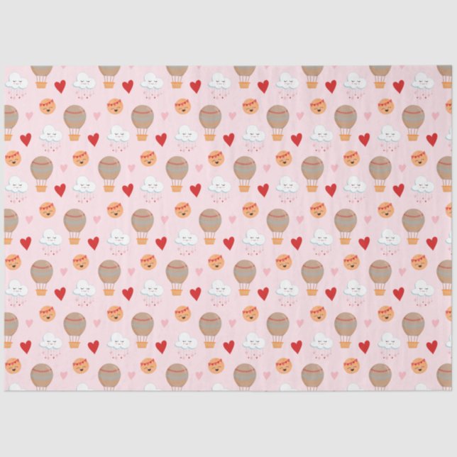 Cute Boho Pattern on Pink Tissue Paper (Front)