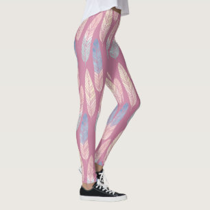 Cute boho pattern pastel coloured feathers artsy leggings