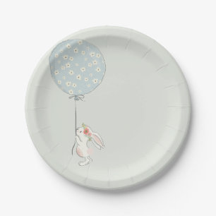 Cute Boho Rabbit Girl Birthday Paper Plate