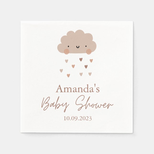 Cute Boho Rain Cloud Baby Shower  Napkin (Front)