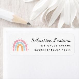 Cute Boho Rainbow Baby Shower Return Address Label