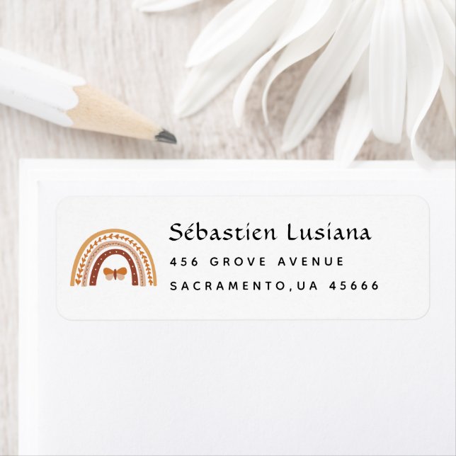 Cute Boho Rainbow Baby Shower Return Address Label (Insitu)