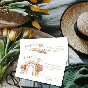 Cute Boho Rainbow Floral Diaper Raffle Baby Shower Enclosure Card