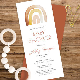 Cute Boho Rainbow Gender Neutral Baby Shower Invitation