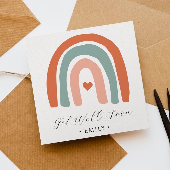 Cute Boho Rainbow Get Well Soon Card (Creator Uploaded)