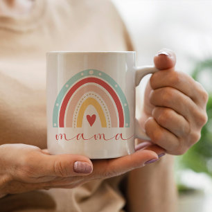 Cute Boho Rainbow Heart Mama Mum Mothers Day Coffee Mug