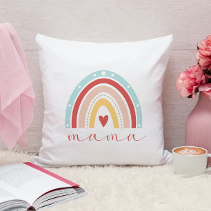 Cute Boho Rainbow Heart Mama Mum Mothers Day Cushion
