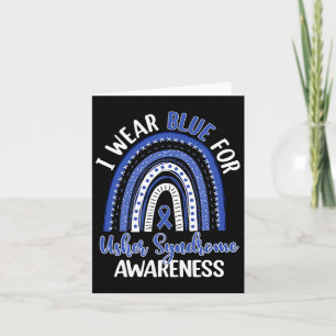 Cute Boho Rainbow I Wear Blue For Usher Syndrome A Card