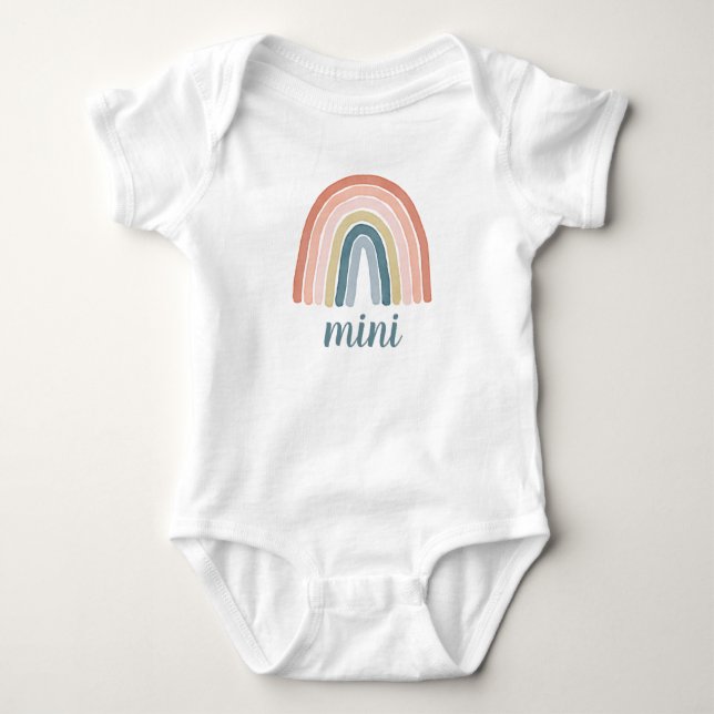 Cute Boho Rainbow Mini Script Matching Baby Bodysuit (Front)
