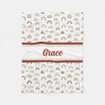 Cute Boho Rainbow Pattern Kids Fleece Blanket