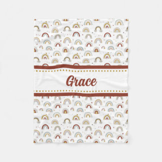 Cute Boho Rainbow Pattern Kids Fleece Blanket