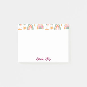 Cute Boho Rainbow Pattern Name Personalised Post-it Notes
