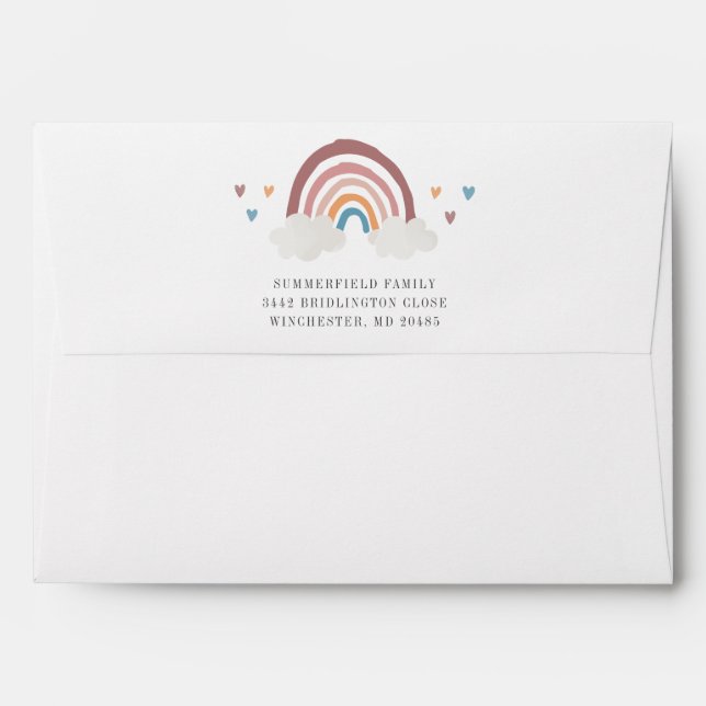 Cute Boho Rainbow Pattern Personalised Envelope (Back (Top Flap))