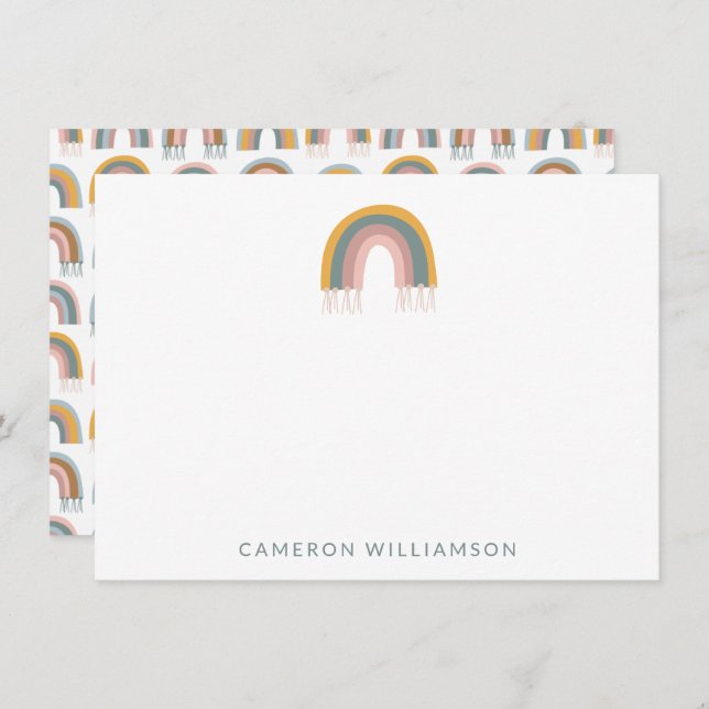 Cute Boho Rainbow Personalised Baby and Kids  Card (Front/Back)
