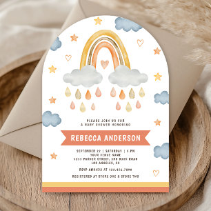 Cute Boho Rainbow Raindrops Arch Baby Shower Invitation