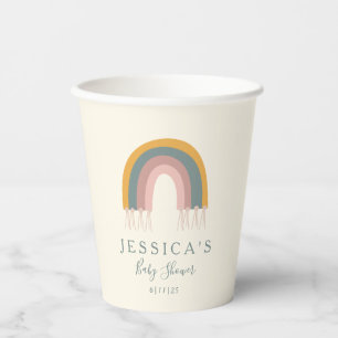 Cute Boho Rainbow Simple Baby Shower Custom Paper Cups