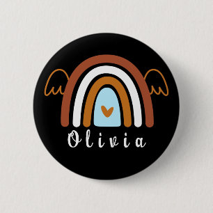 Cute Boho Rainbow with Personalised Name 6 Cm Round Badge