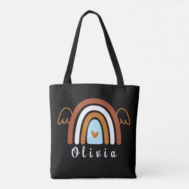 Cute Boho Rainbow with Personalised Name  Tote Bag (Back)