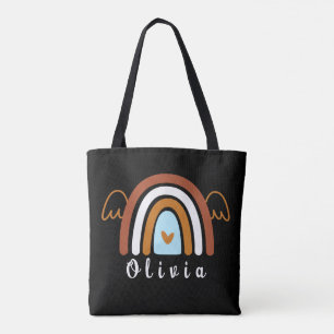 Cute Boho Rainbow with Personalized Name Tote Bag