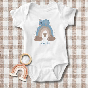 Cute Boho Rainbow with Sleeping Koala Monogram  Baby Bodysuit