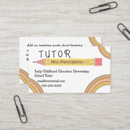 Cute Boho Rainbows Tutor Teacher Business Card